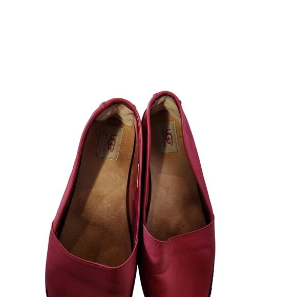 UGG Shoes Womens 8 Casual Comfort Slip On Loafer Flats 1005804 Pink Leather - Picture 3 of 8